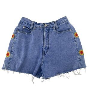 Vintage Blue Jean Shorts Nuovo Mom Shorts High Rise Floral Embroidered Size 7